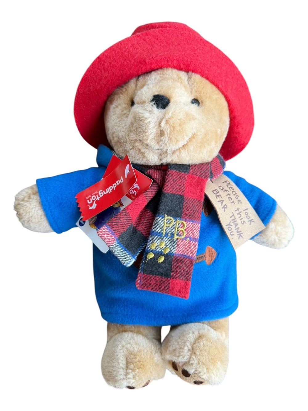 Rainbow Designs Paddington Bear Classic Red Plaid Scarf Stuffed Animal Toy